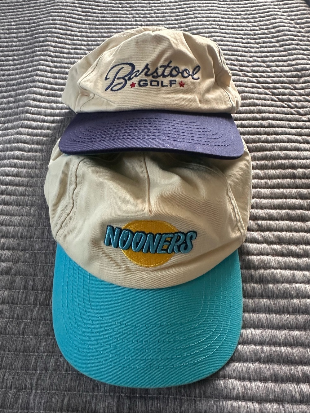 Barstool Golf x Nooners Kids Beige and Teal Caps - Pack of 2